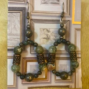 Rhyolite and hematite  beaded Earrings